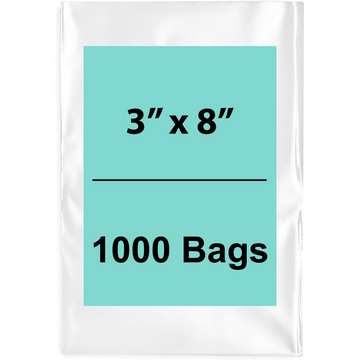 3X8 inches Clear Flat Poly Bags 2Mil Open Top (LDPE)